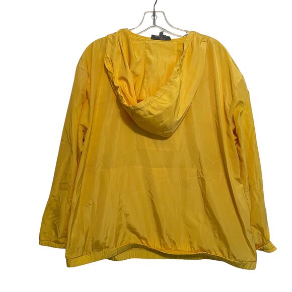 T by Talbots 1/4 Zip Anorak Windbreaker Jacket Womens Large Yellow Hood Pullover - Picture 5 of 10